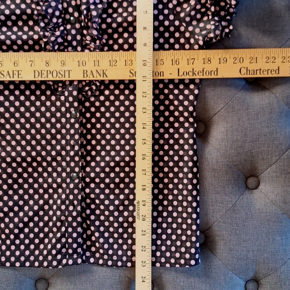 INC Black Pink Chic Polka Dot Blouse Top Size M - Picture 4 of 5